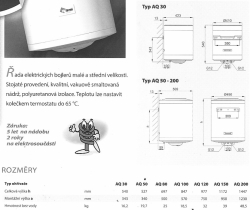  Ohřívač vody-bojler Wterm AQ 50 rozměry