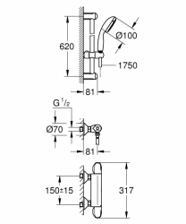 Baterie GROHE set 34151004 Grohterm 1000 NEW + tempesta 100 AKCE