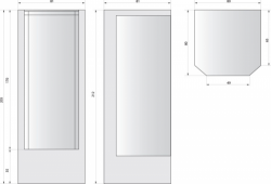Sprchový box POLY průmyslový se závěsem 81 x 81 x 205 cm nákres